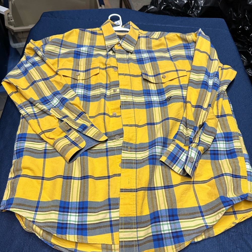 Yellow and Blue Plaid Men's Shirt